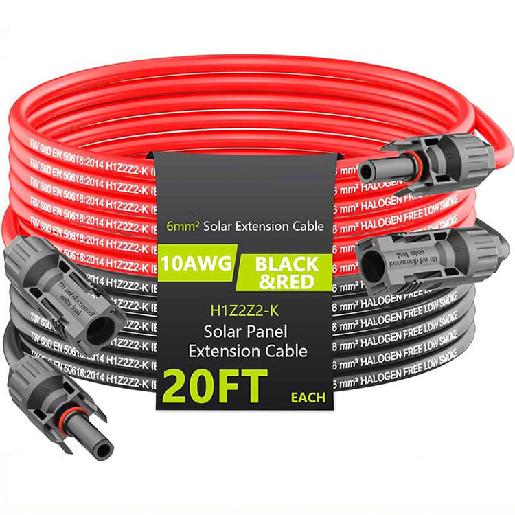 Saules paneļa pagarinātāja kabelis 20FT 10AWG (6mm2) Saules paneļa pagarinājuma vads